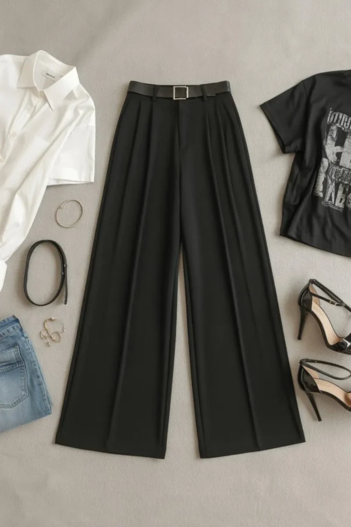 Wide Leg Black Pants Outfit
