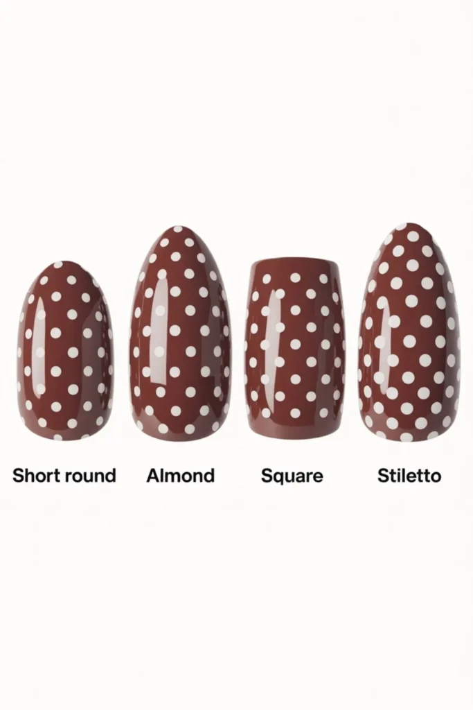 Brown Nails with Polka Dots