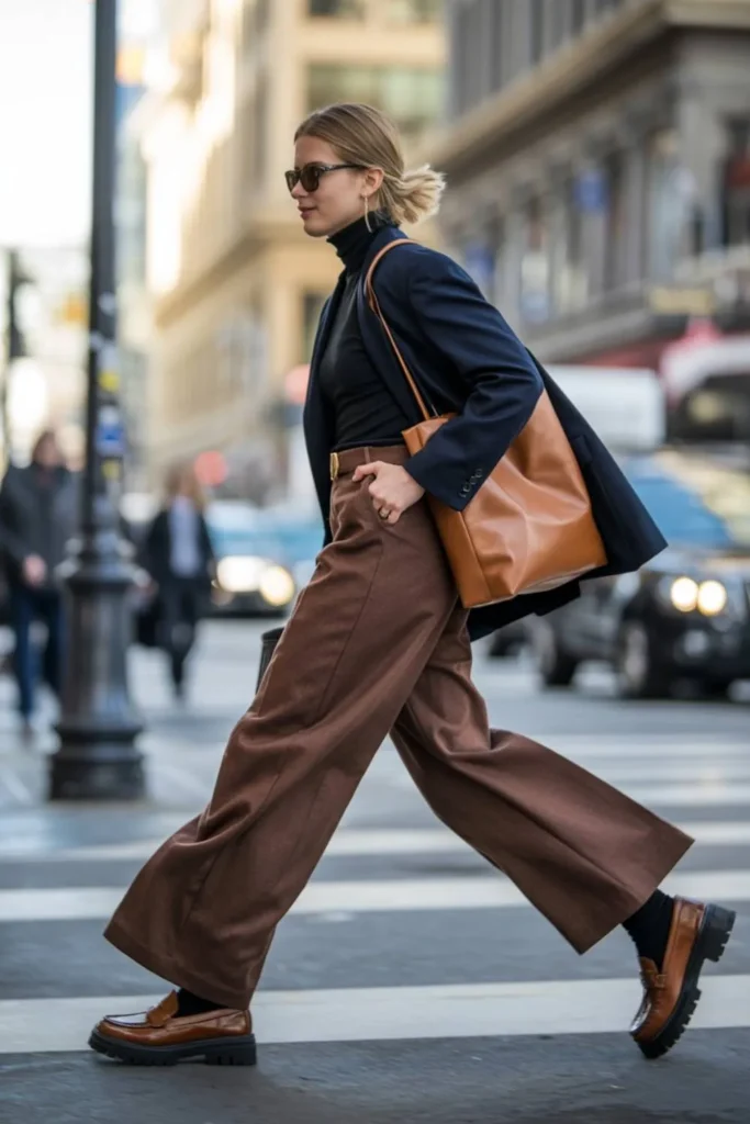 Brown Wide Leg Pants Outfit
