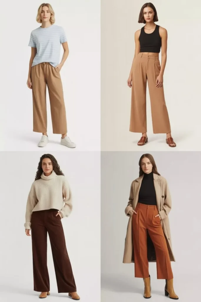 Brown Wide Leg Pants Outfit