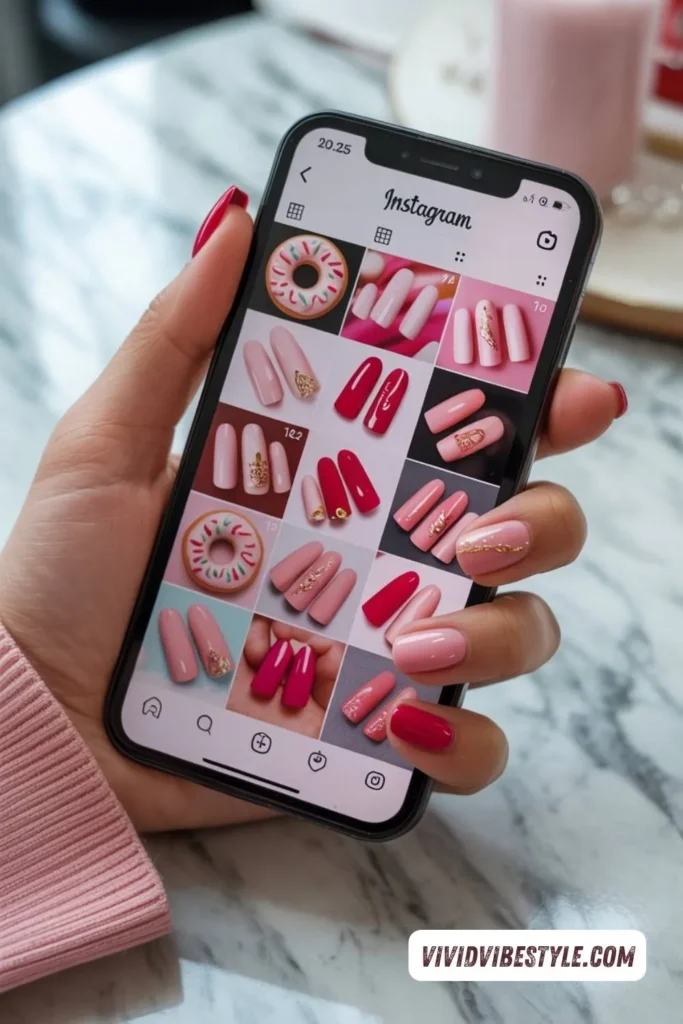 Christmas nails pink