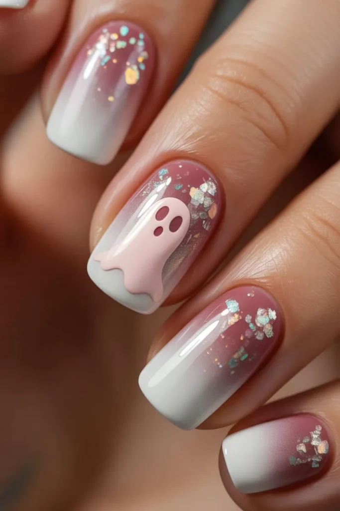 Pink Ghost Nails