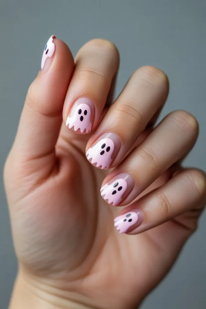 Pink Ghost Nails