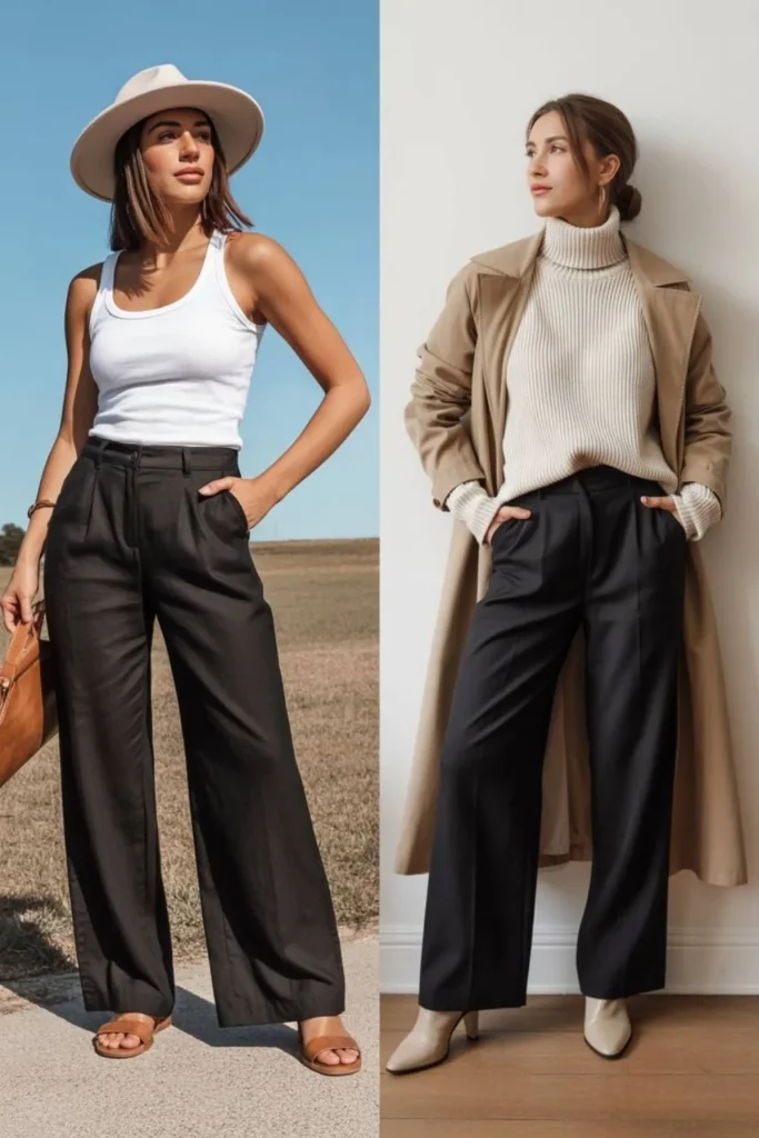 Wide Leg Black Pants Outfit