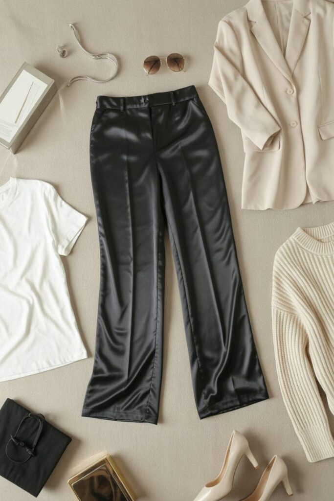 Black Satin Pants Outfit