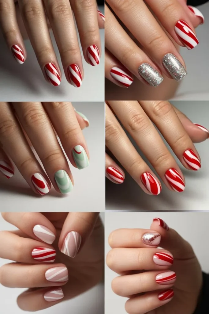 Candy Cane Nails: Festive Holiday Nail Art That Sweetens Your Style 3 Candy Cane Nails