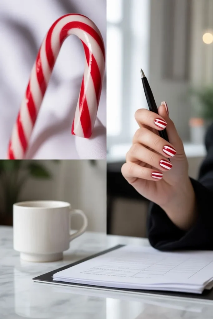 Candy Cane Nails: Festive Holiday Nail Art That Sweetens Your Style 2 Candy Cane Nails