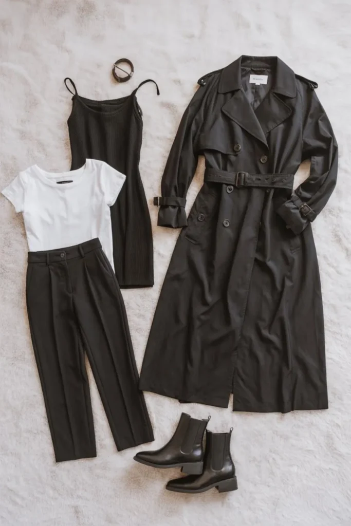 Black Trench Coat Outfit: 15 Stylish Ways to Wear This Timeless Wardrobe Essential 2 black trench coat outfit