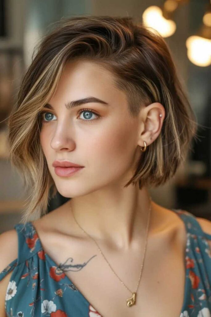 27 Ear Length Hair Ideas That Look Chic, Modern, and Effortless in 2026 25 Ear length bob with subtle undercut