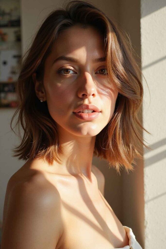 27 Ear Length Hair Ideas That Look Chic, Modern, and Effortless in 2026 21 Ear length haircut with deep side part