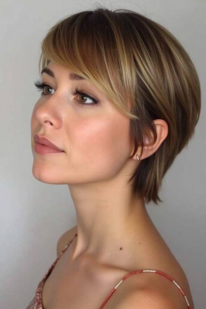 27 Ear Length Hair Ideas That Look Chic, Modern, and Effortless in 2026 11 Ear length haircut with side-swept bangs