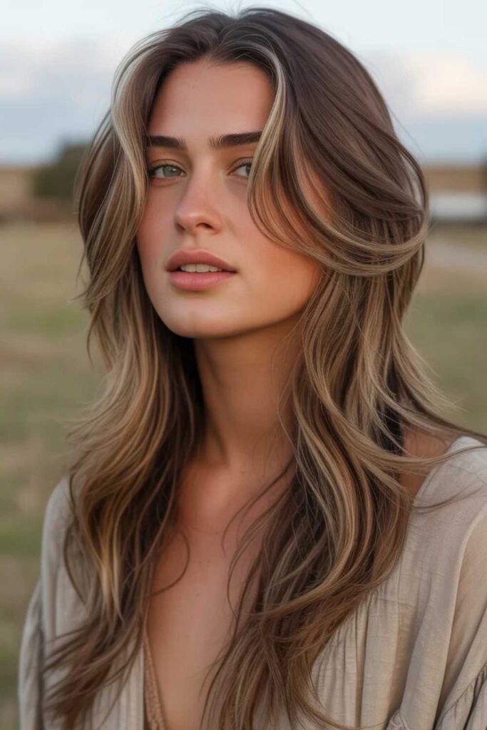 27 Cowgirl Hairstyle Ideas That Feel Modern, Effortless, and 2026-Ready 14 Long hair with subtle layers and waves