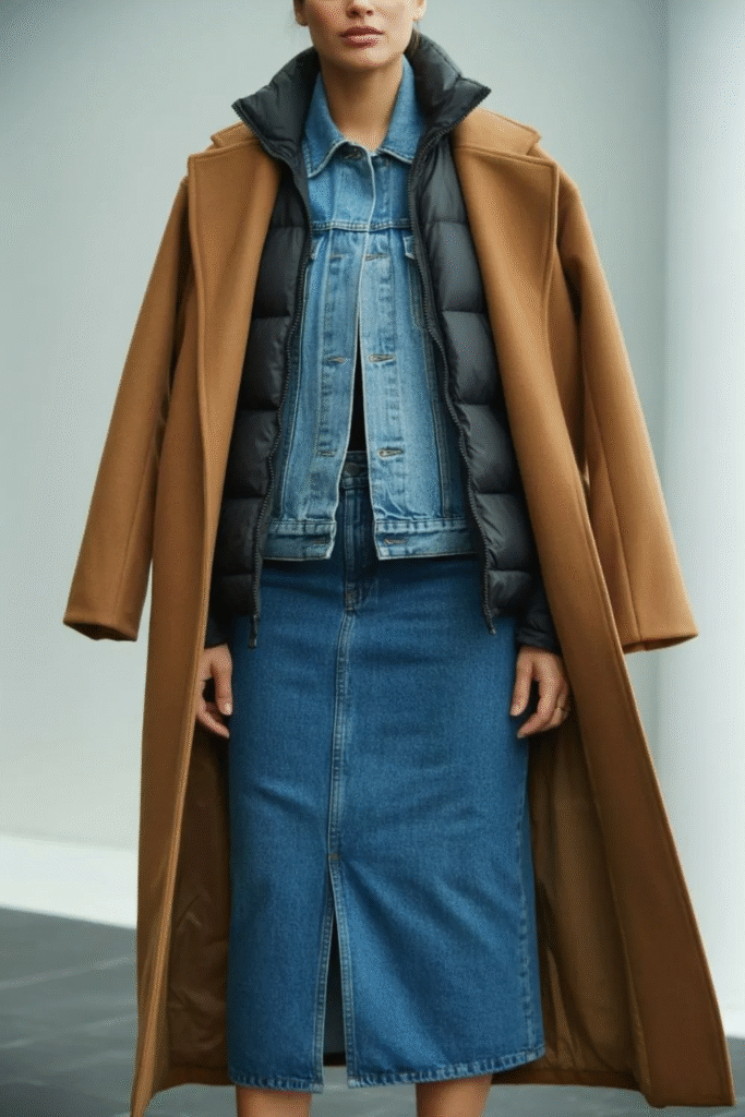 Jean Skirt Outfits Winter: 15 Chic Ways to Style Denim Skirts in Cold Weather 4 Jean Skirt Outfits Winter