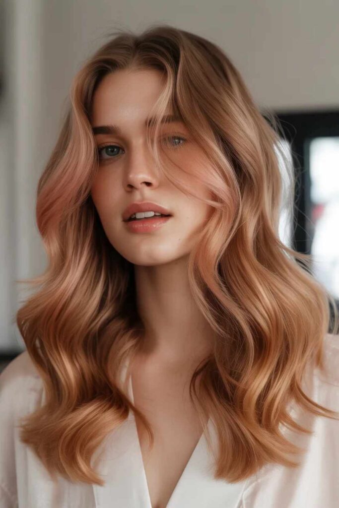 27 Hair Color Trends for 2026 That Will Define Every Style 24 Rose Bronze Glow Warm With Reflective Sparkle