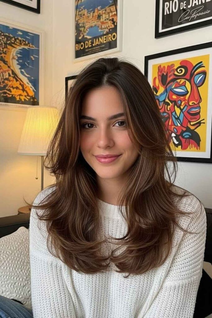 27 Effortlessly Chic Hairstyles for Women Over 60 With Thick Hair in 2026 9 Sleek Center-Parted Medium Cut Minimal and Polished