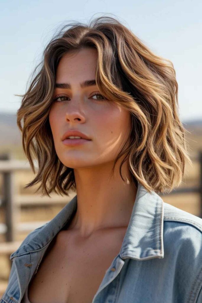 27 Cowgirl Hairstyle Ideas That Feel Modern, Effortless, and 2026-Ready 12 Textured shoulder-length cut