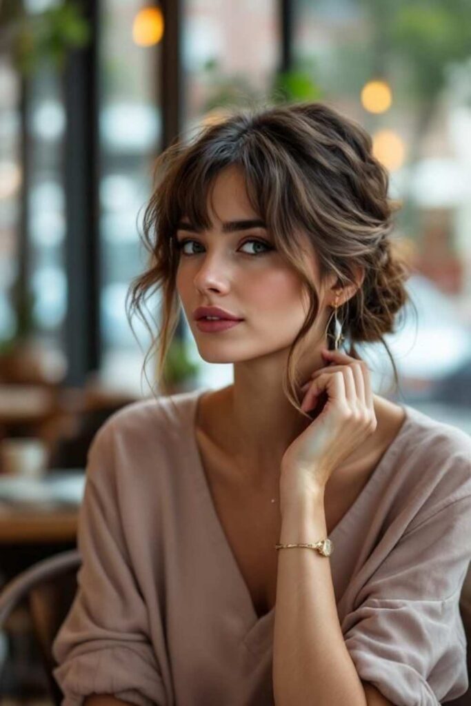 27 Effortlessly Chic Hairstyles for Women Over 60 With Thick Hair in 2026 14 Textured Updo With Volume