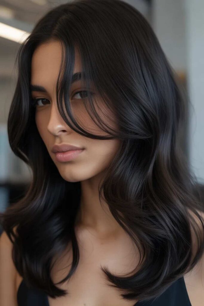 27 Hair Color Trends for 2026 That Will Define Every Style 23 Ultra-Black Shine Reflective Darkness