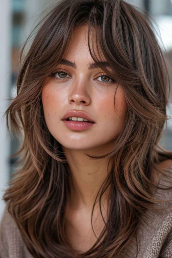 27 Effortlessly Chic Hairstyles for Women Over 60 With Thick Hair in 2026 12 Wispy Layers With Deep Side Sweep