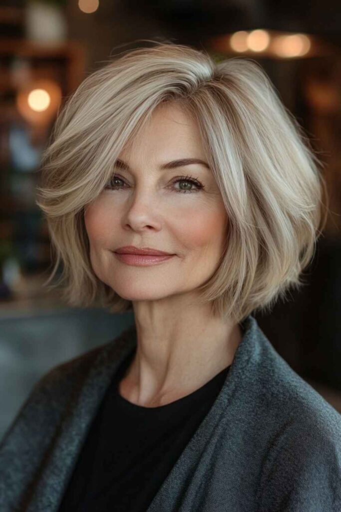 25 Chic Hairstyles for Women Over 60 with Fine Hair in 2026 9 Choppy Bob with Wispy Ends