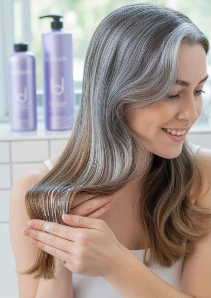 66 Grey Hair with Brown Highlights The Modern Dimension Trend 9 How to Maintain & Care