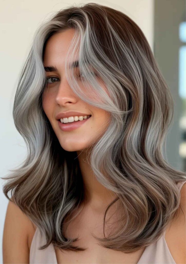 66 Grey Hair with Brown Highlights The Modern Dimension Trend 2 Latest Trends in Grey Hair with Brown Highlights