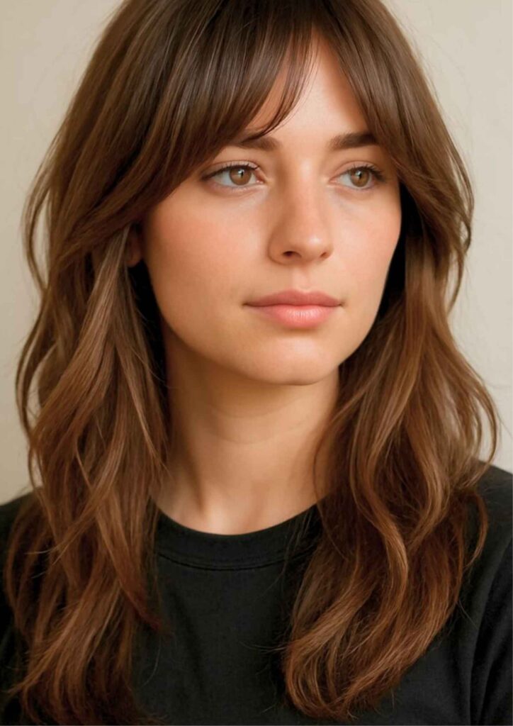 47Hairstyles for Women Over 40 With Bangs Modern, Youthful & Effortlessly 8 Long Layers With Feathered Bangs