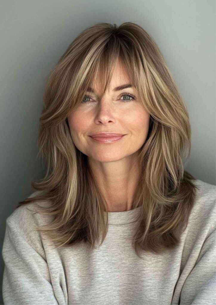47Hairstyles for Women Over 40 With Bangs Modern, Youthful & Effortlessly 6 Modern Shag With Wispy Bangs