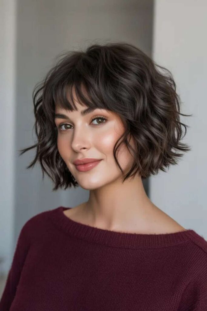 27 Short Wavy Bob Ideas That Look Effortless, Modern, and Wearable in 2026 11 Short Wavy Bob With Rounded Fringe