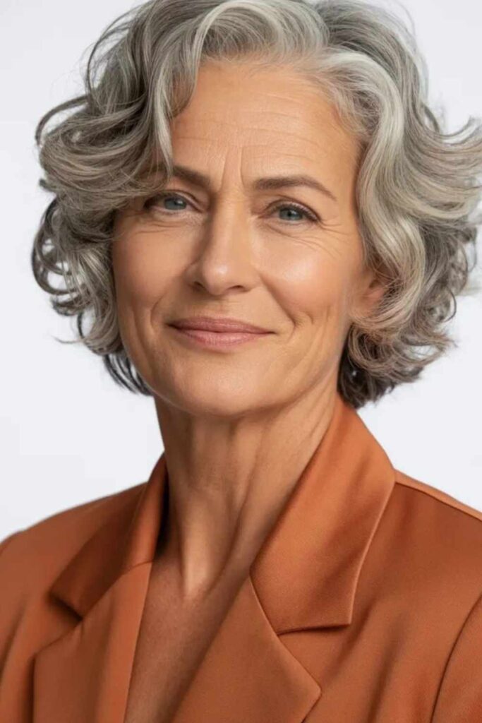 25 Chic Hairstyles for Women Over 60 with Fine Hair in 2026 12 Side-Parted Bob with Natural Texture