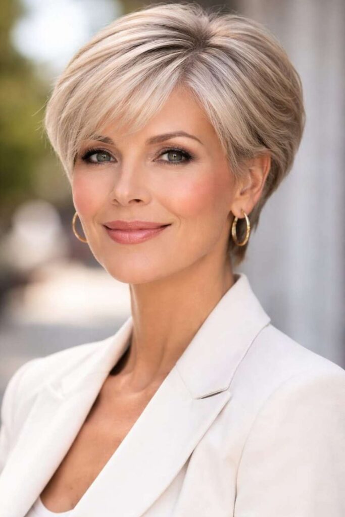 25 Chic Hairstyles for Women Over 60 with Fine Hair in 2026 5 Side-Swept Bangs for Softness