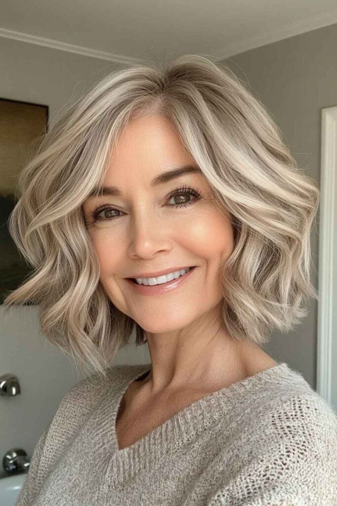25 Chic Hairstyles for Women Over 60 with Fine Hair in 2026 8 Soft Waves with Side Part