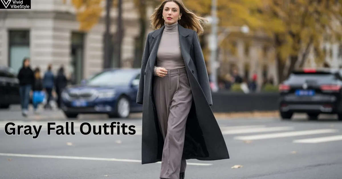 Chic gray fall outfit 2025 featuring a tailored wool coat and layered neutrals for a sophisticated autumn look.