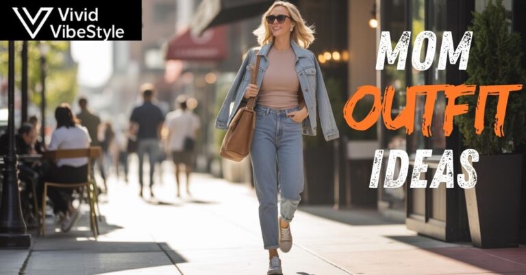 Modern mom wearing casual yet polished outfit with high-rise jeans and white tee showcasing effortless style for busy mothers