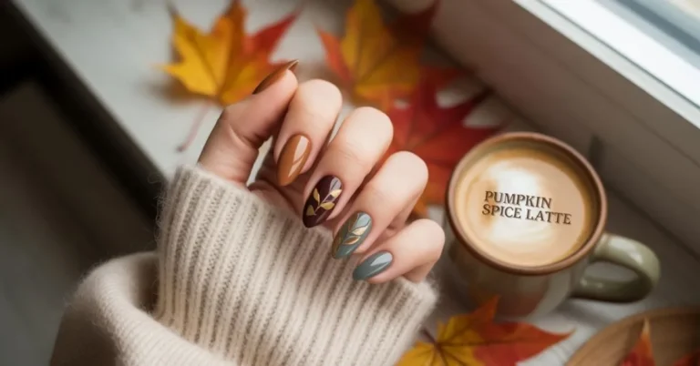 Almond-shaped fall nails