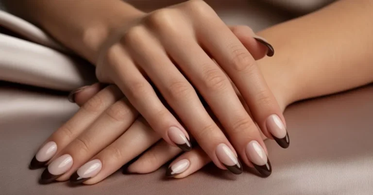 Chocolate Brown French Tips