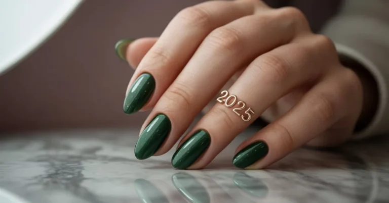 Dark Green Almond Nails