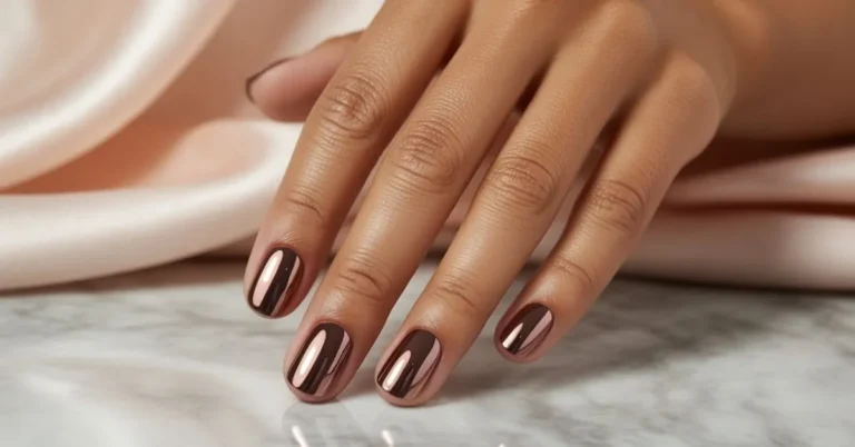 Mocha Chrome Nails