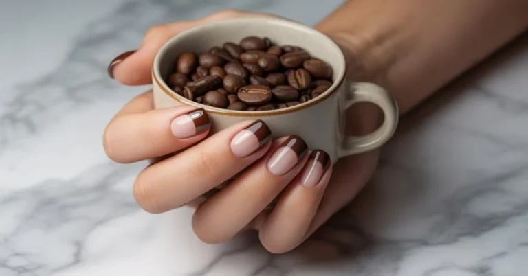 Mocha French Tip Nails