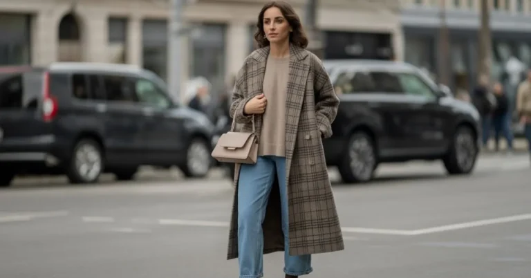 Plaid coat fall outfit