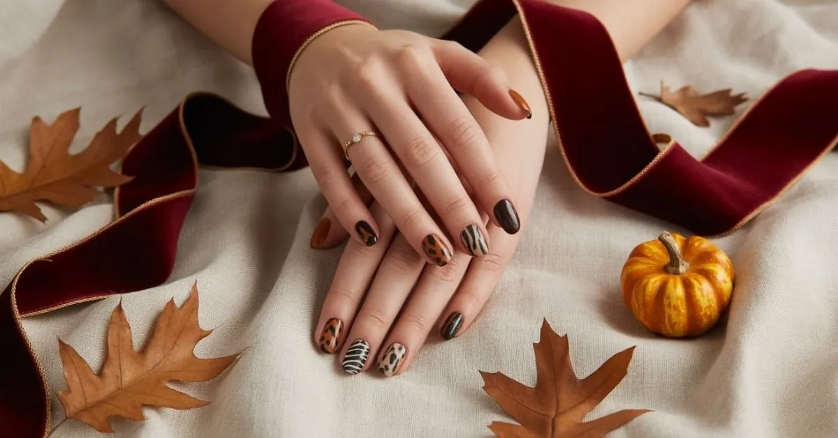 Autumn Animal Print Nails