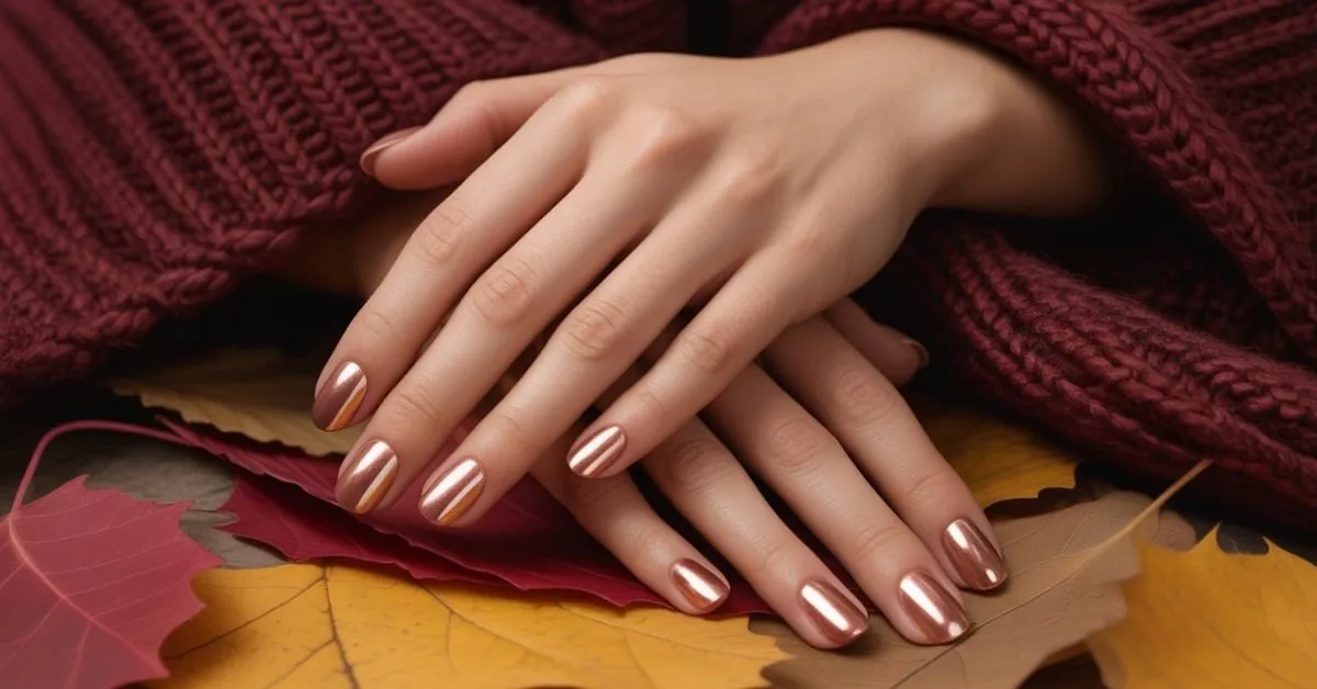 Autumn Chrome Nails Trend 2025: The Metallic Revolution Defining Fall Style 1 Autumn Chrome Nails Trend 2025