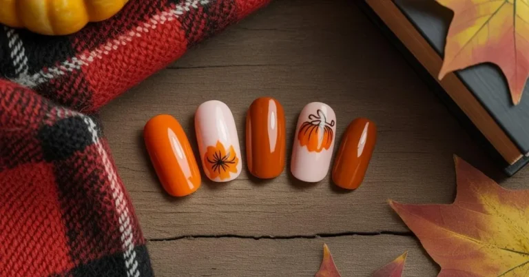 Pumpkin Orange Nails Design
