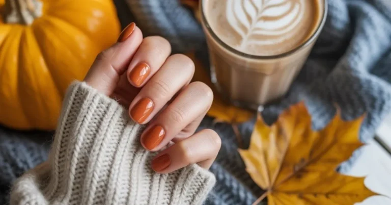 Short Burnt Orange Nails