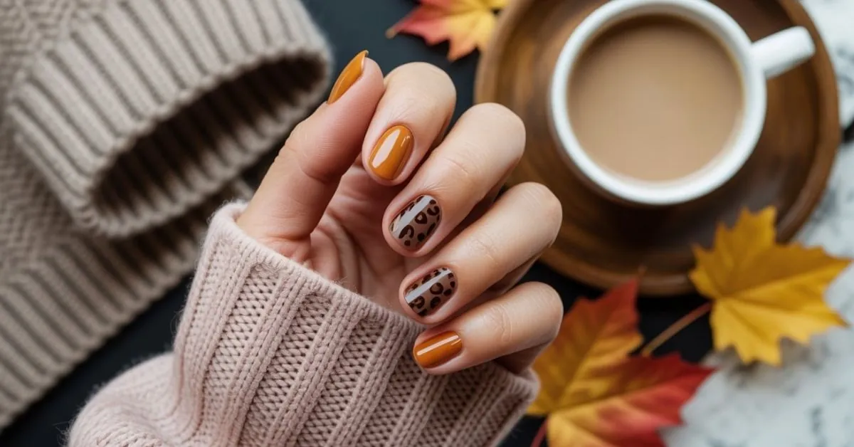 Short Leopard Print Fall Nails