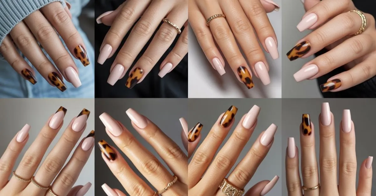 Tortoise Shell Accent Nails