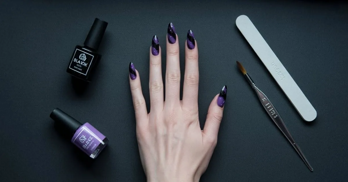 Black and Purple Nails