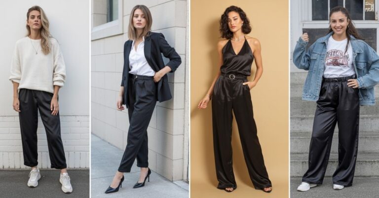 Black Satin Pants Outfit