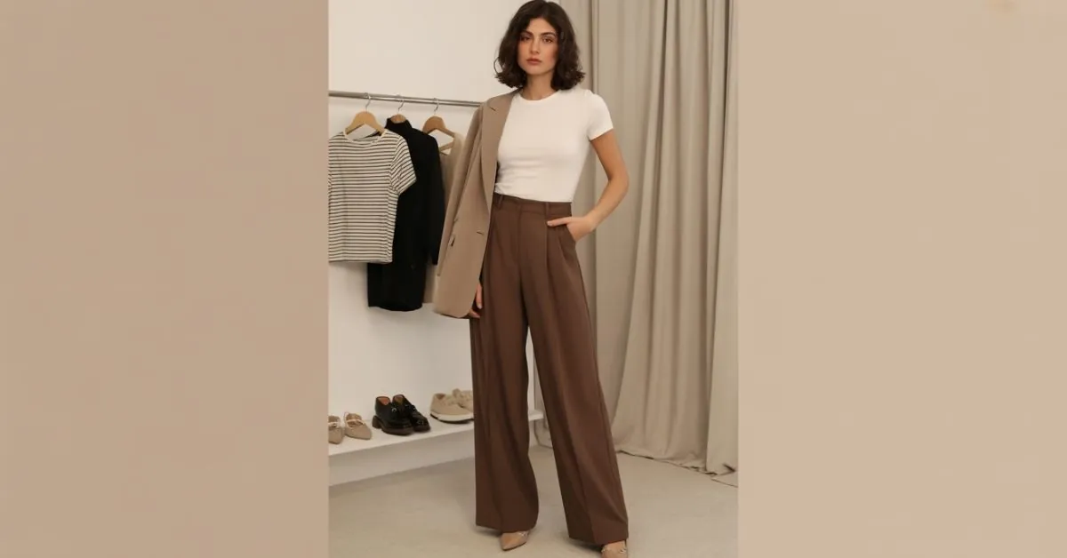 Brown Wide Leg Pants Outfit