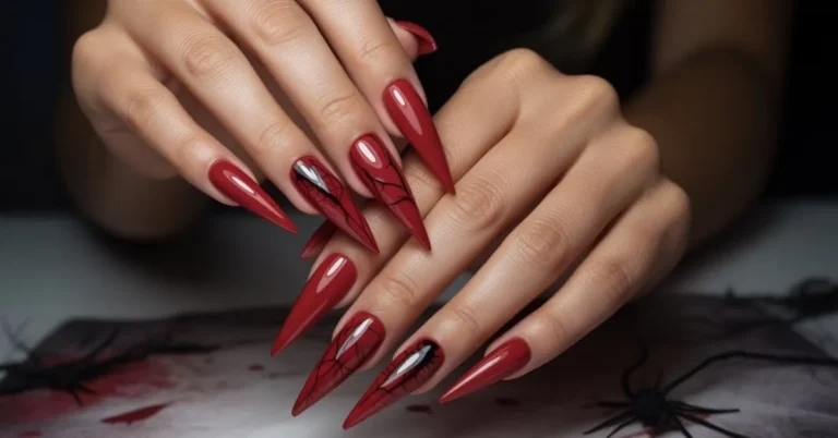 Red Halloween Nails Acrylic